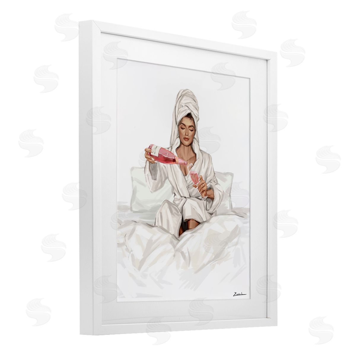 Ziwei Li Female Pouring Champagne Canvas Wall Art Print