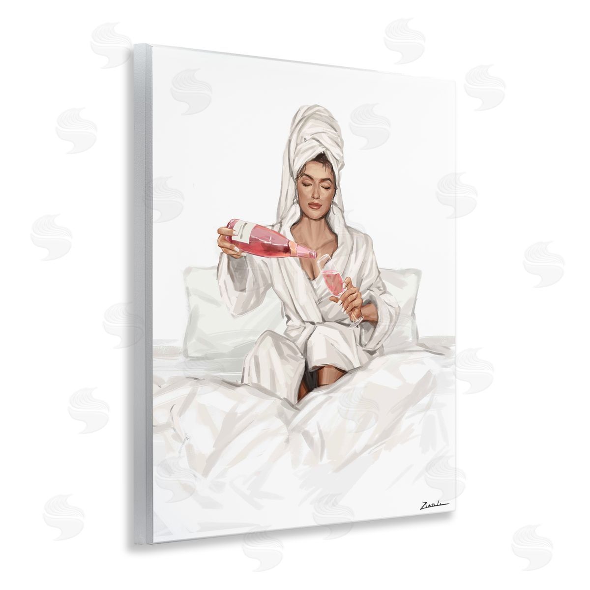 Ziwei Li Female Pouring Champagne Canvas Wall Art Print