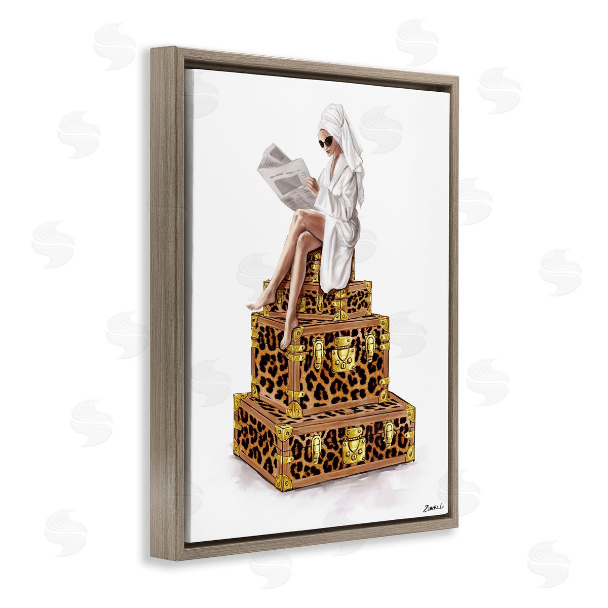 Ziwei Li Reading Atop Suitcases Canvas Wall Art Print