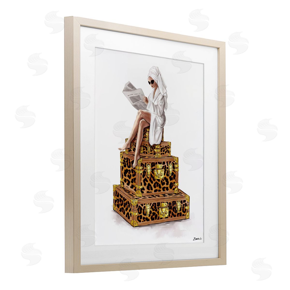 Ziwei Li Reading Atop Suitcases Canvas Wall Art Print