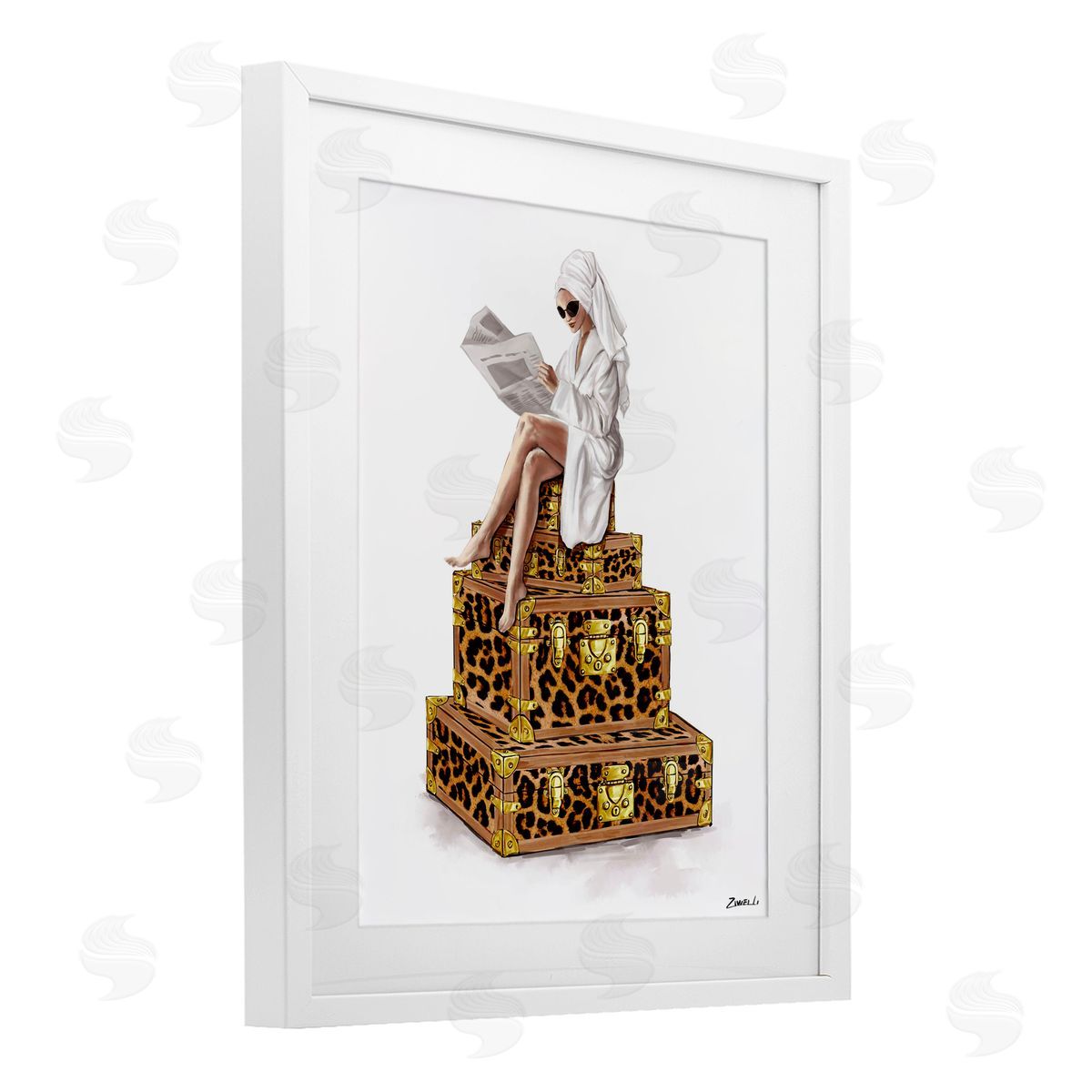 Ziwei Li Reading Atop Suitcases Canvas Wall Art Print