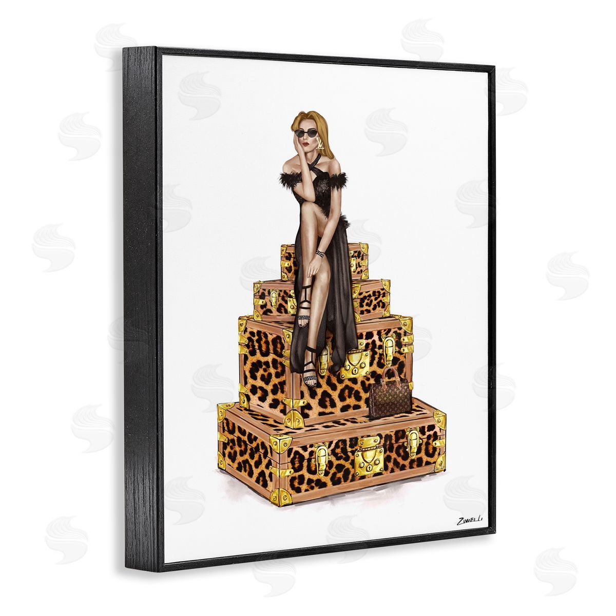 Ziwei Li Fancy Gown & Suitcases Canvas Wall Art Print