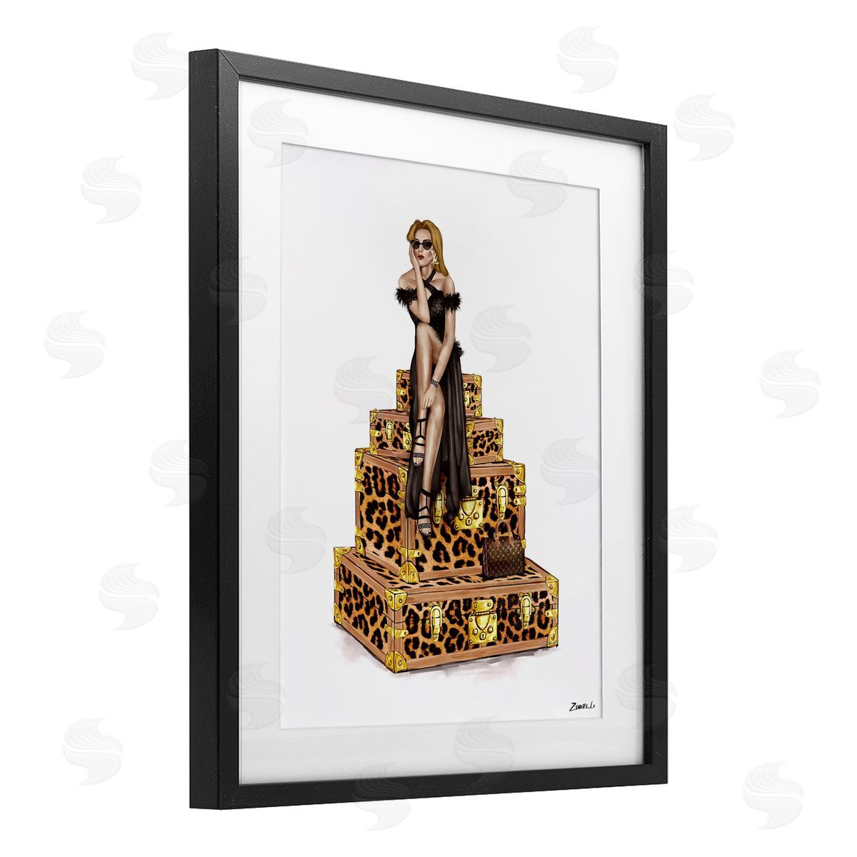 Ziwei Li Fancy Gown & Suitcases Canvas Wall Art Print