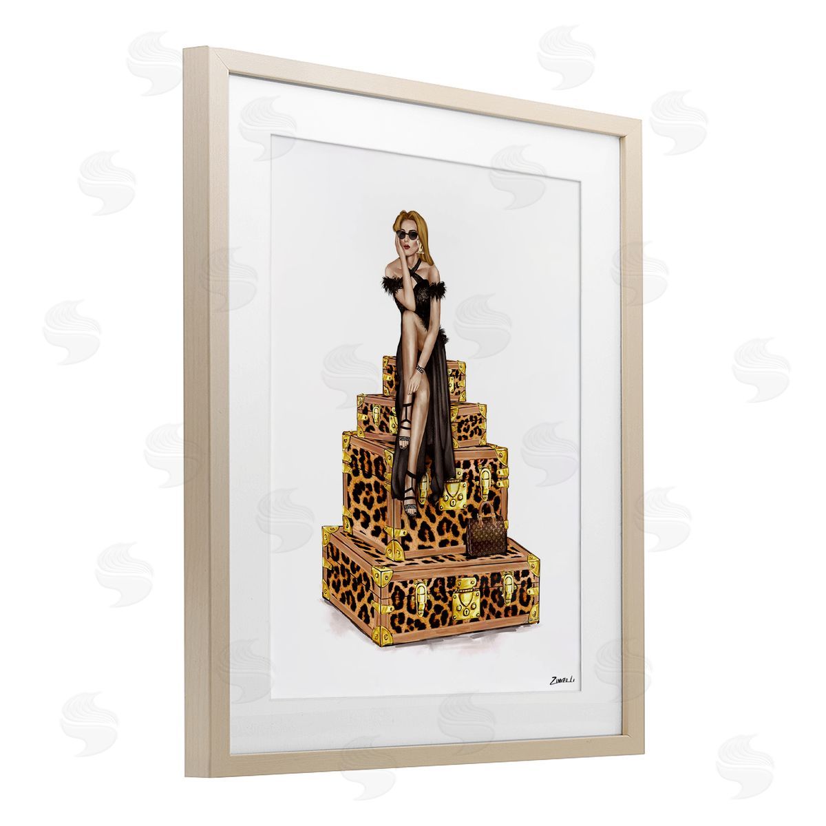 Ziwei Li Fancy Gown & Suitcases Canvas Wall Art Print