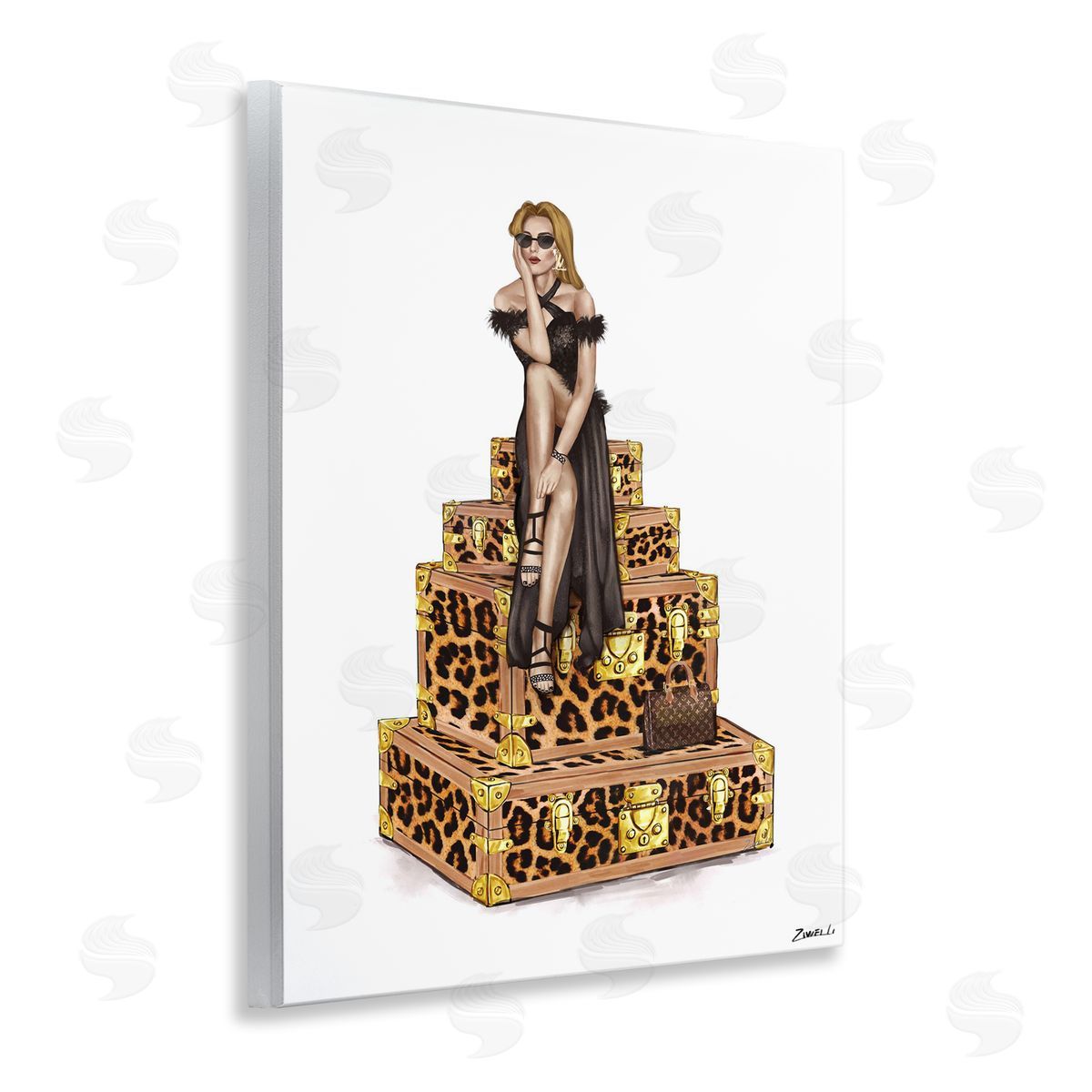 Ziwei Li Fancy Gown & Suitcases Canvas Wall Art Print