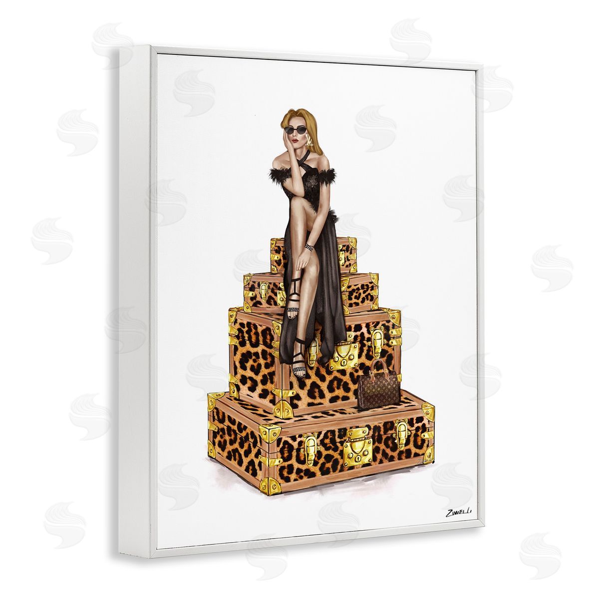 Ziwei Li Fancy Gown & Suitcases Canvas Wall Art Print