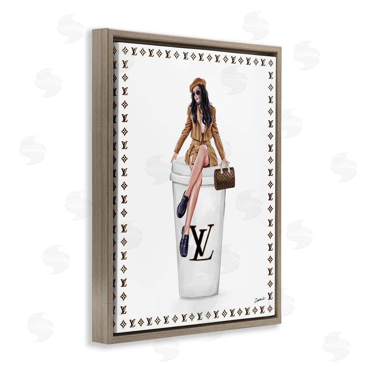 Ziwei Li Fashionable Female & Coffee Canvas Wall Art Print