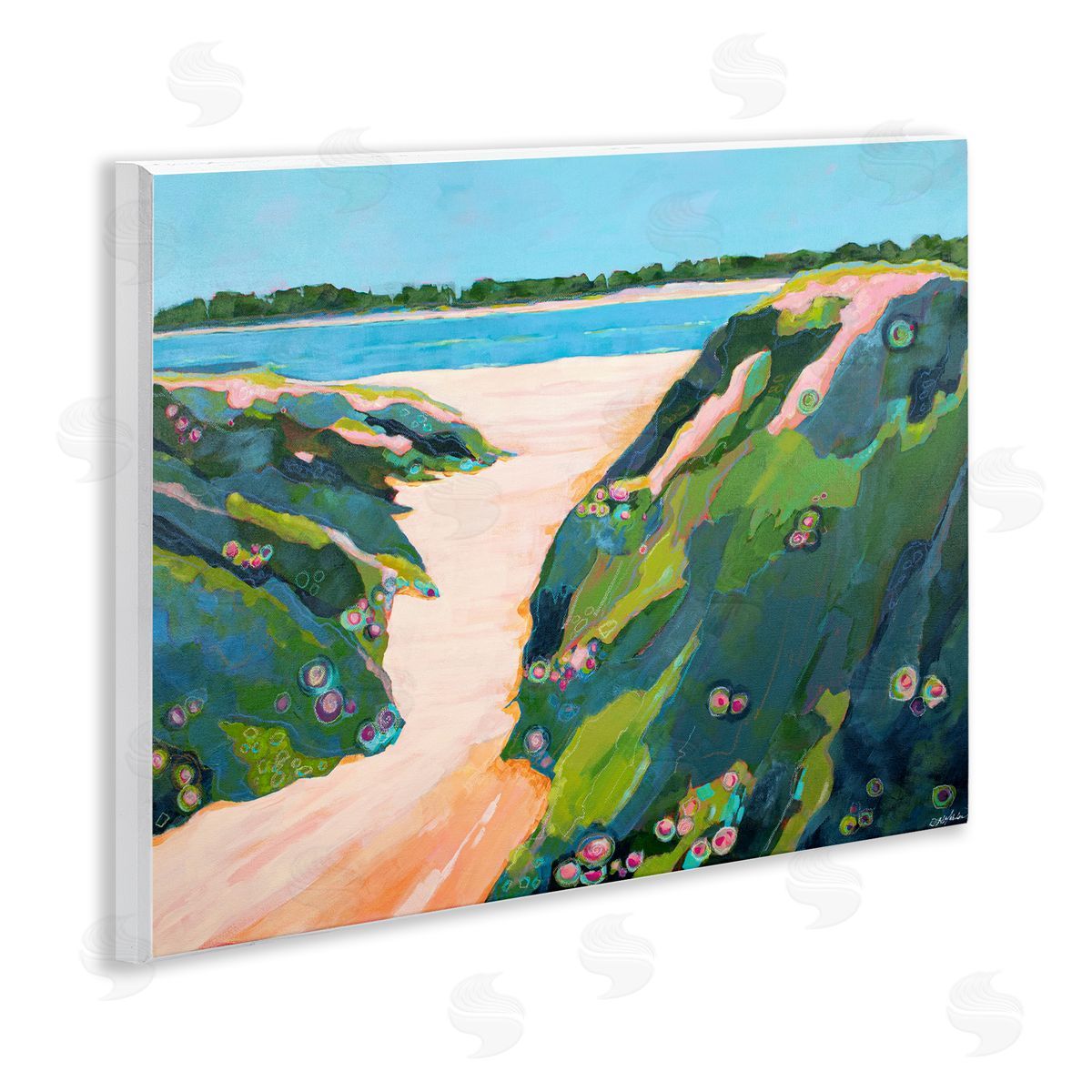 Dorothy Holmes Mohler Floral Cliffs Landscape Canvas Wall Art Print