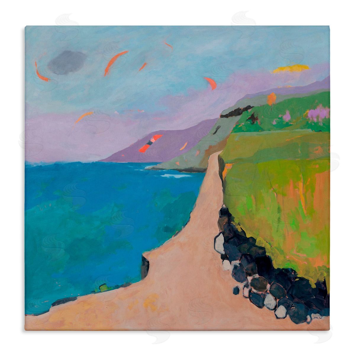 Jenny Wantuch Kites over Coastal View Canvas Wall Art Print