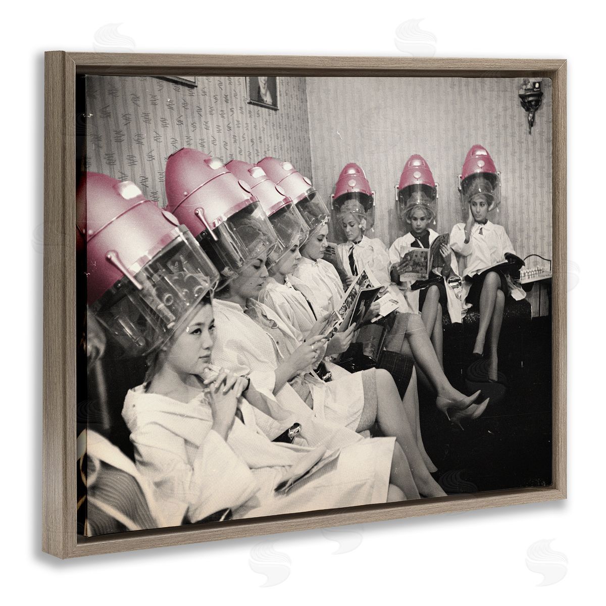 Sophie 6 Vintage Pink Hair Dryers Canvas Wall Art Print