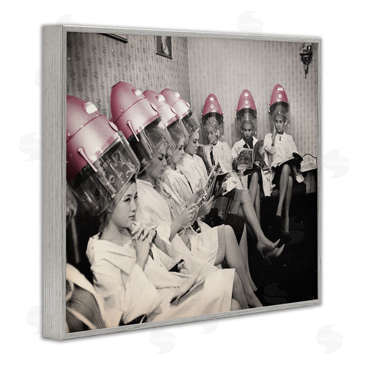 Sophie 6 Vintage Pink Hair Dryers Canvas Wall Art Print