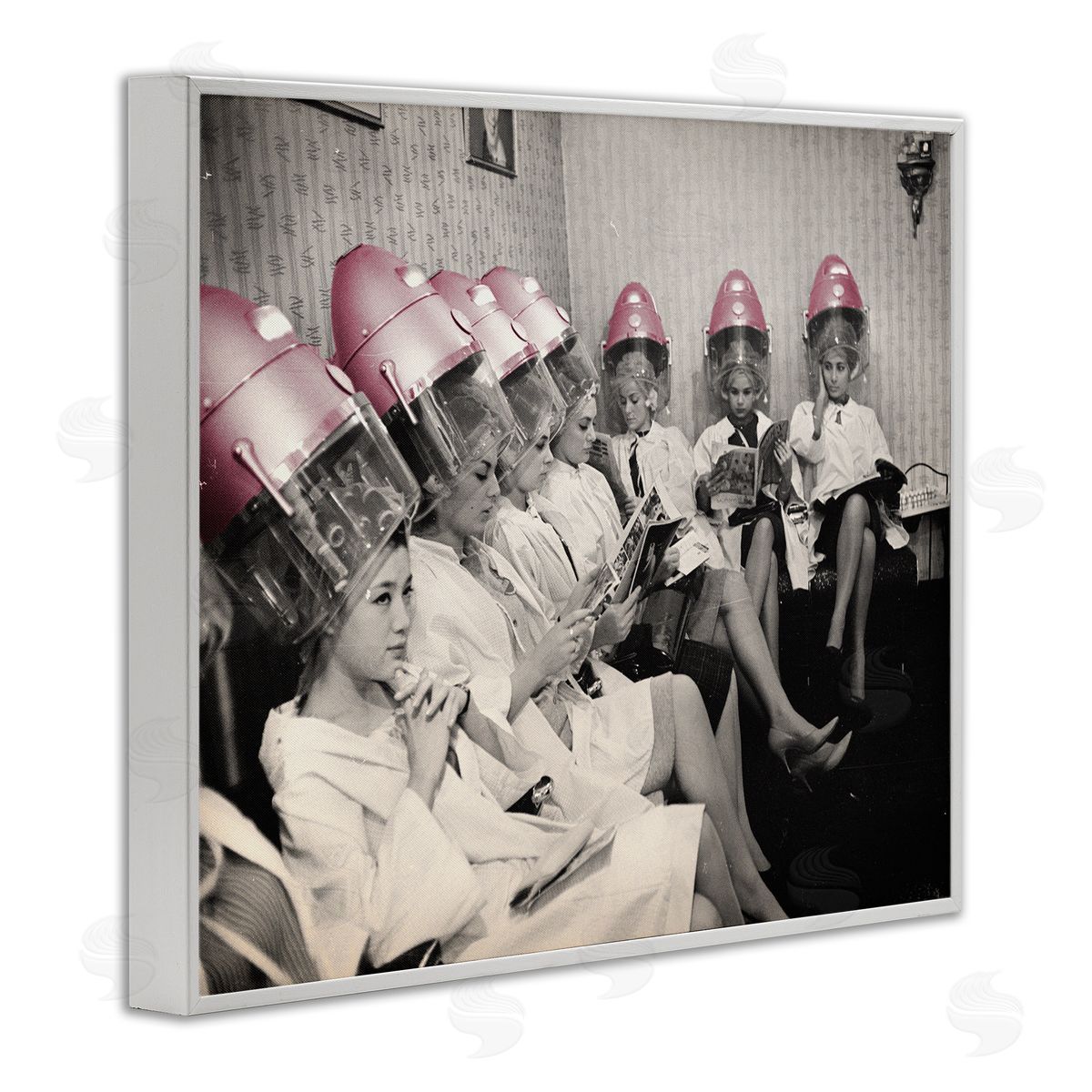 Sophie 6 Vintage Pink Hair Dryers Canvas Wall Art Print