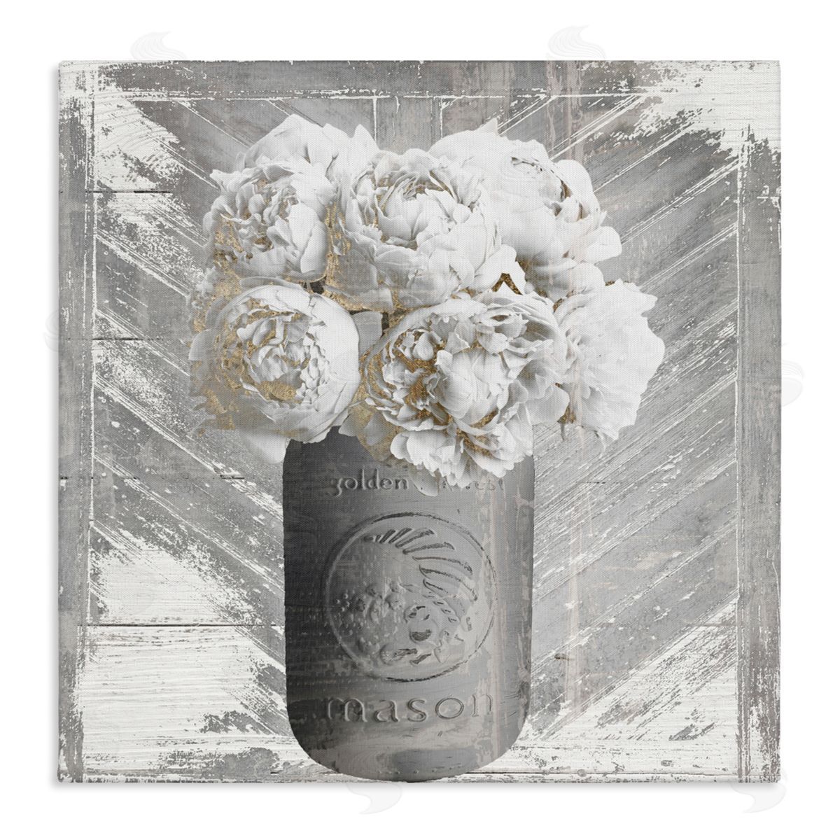 Sophie 6 Peony in Rustic Jar Canvas Wall Art Print