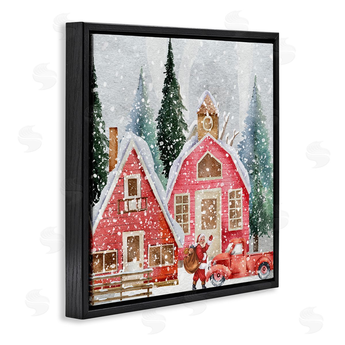 Jesse Keith Red Barn Santa Delivery Canvas Wall Art Print