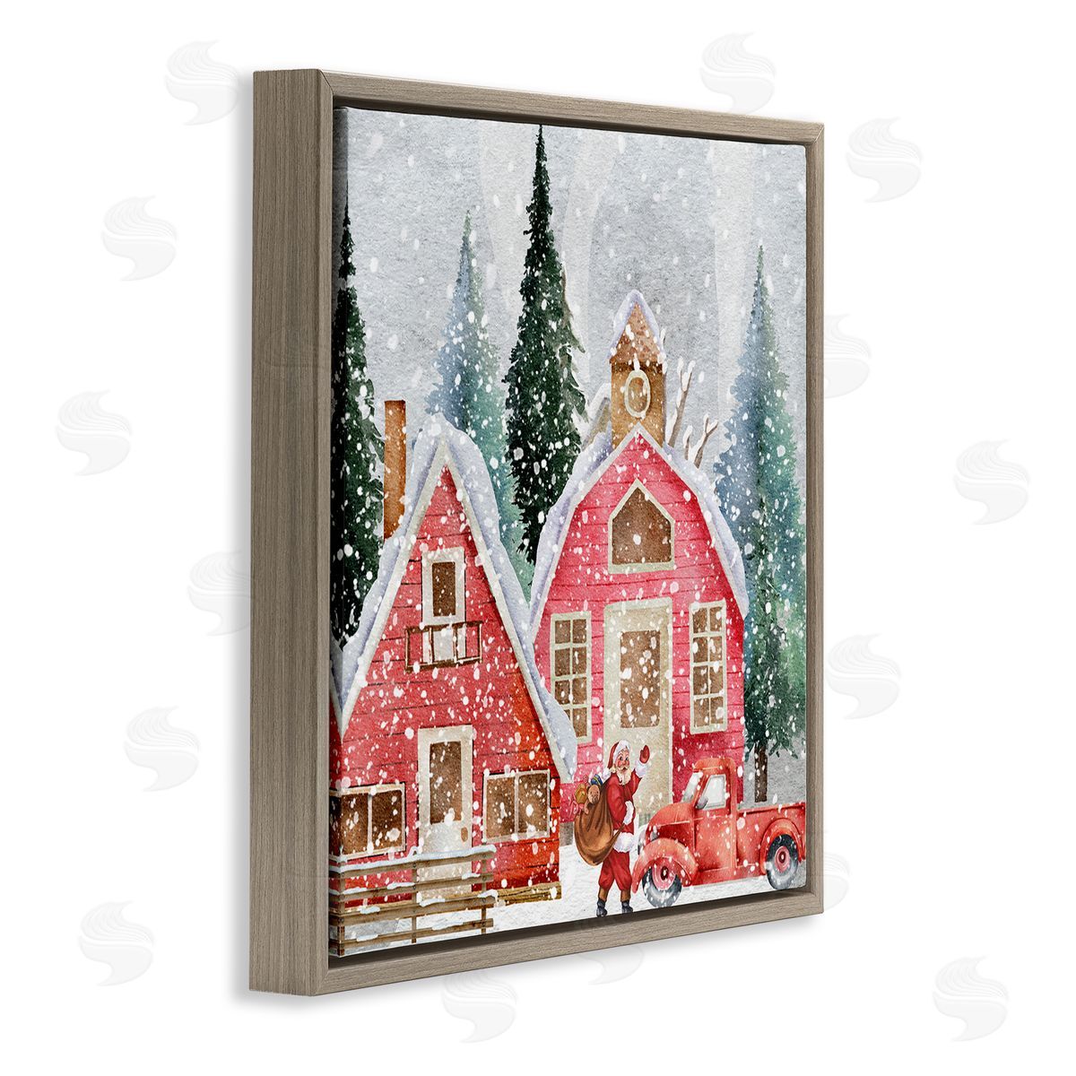 Jesse Keith Red Barn Santa Delivery Canvas Wall Art Print
