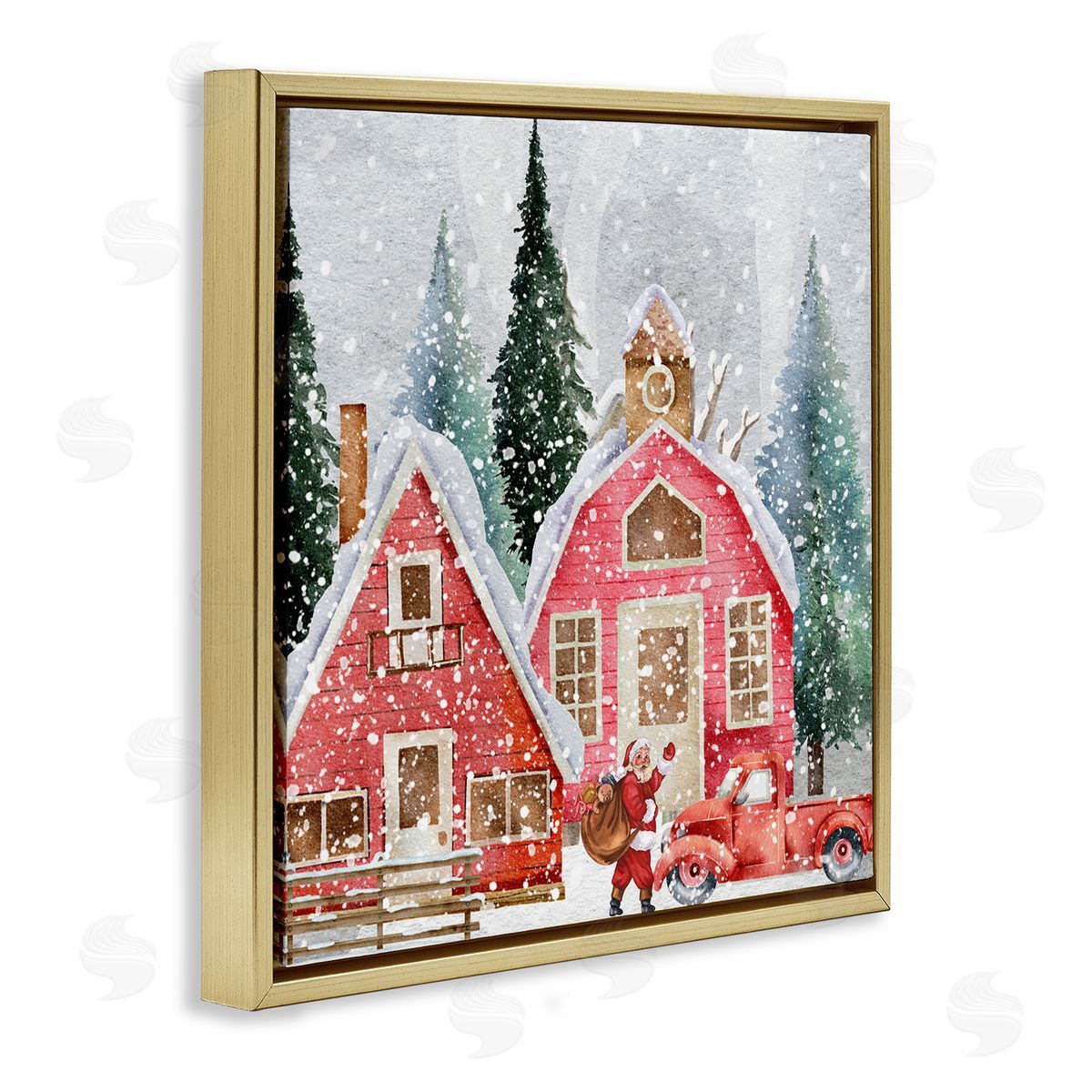 Jesse Keith Red Barn Santa Delivery Canvas Wall Art Print