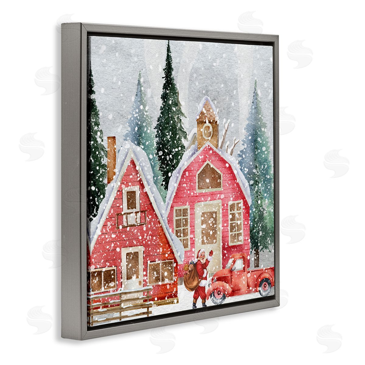 Jesse Keith Red Barn Santa Delivery Canvas Wall Art Print