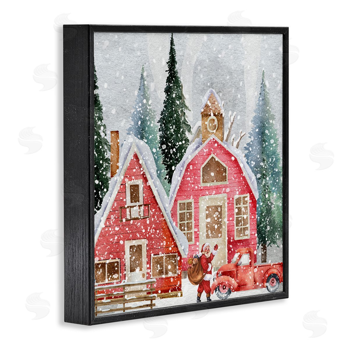 Jesse Keith Red Barn Santa Delivery Canvas Wall Art Print
