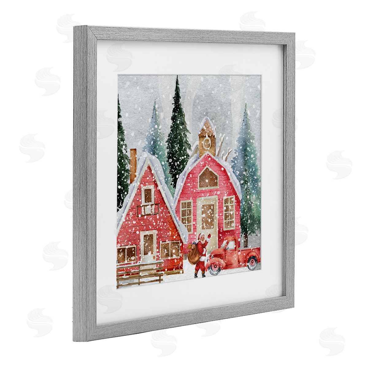 Jesse Keith Red Barn Santa Delivery Canvas Wall Art Print