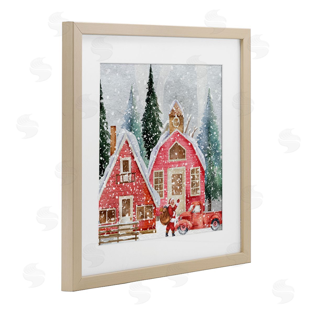 Jesse Keith Red Barn Santa Delivery Canvas Wall Art Print