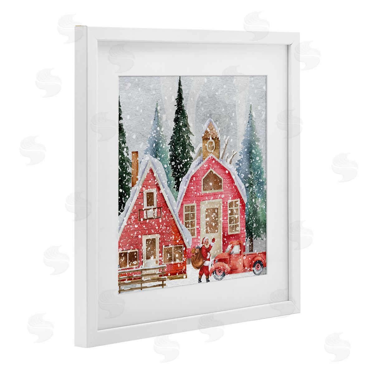 Jesse Keith Red Barn Santa Delivery Canvas Wall Art Print