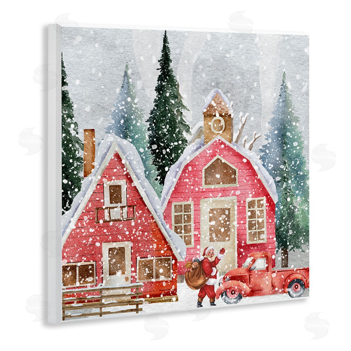 Jesse Keith Red Barn Santa Delivery Canvas Wall Art Print