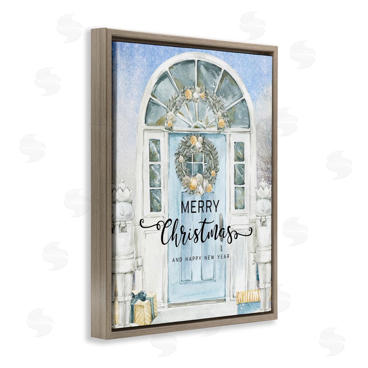 Jesse Keith Merry Christmas Blue Door Canvas Wall Art Print