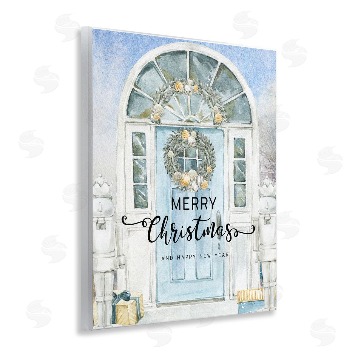 Jesse Keith Merry Christmas Blue Door Canvas Wall Art Print