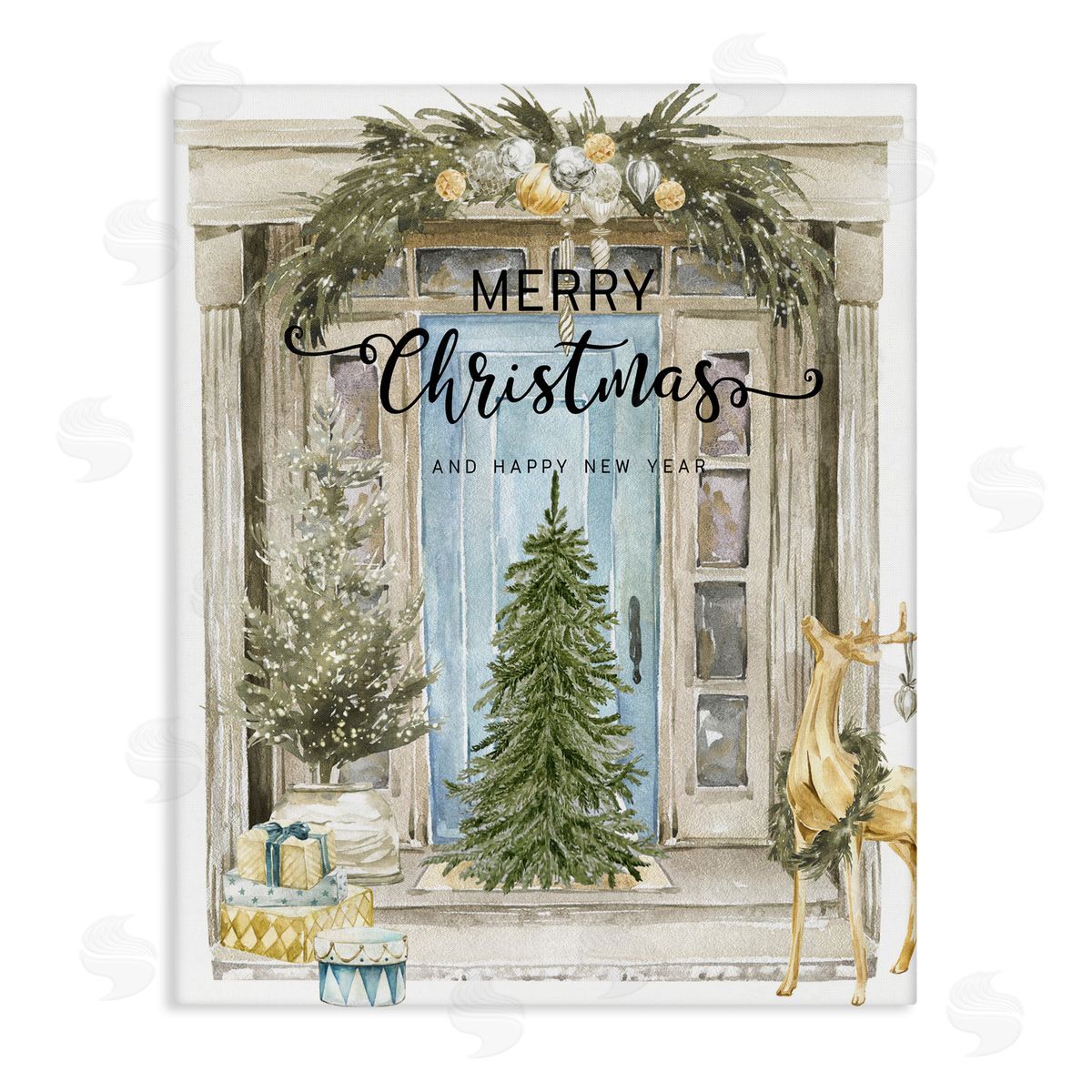 Jesse Keith Merry Christmas Door & Tree Canvas Wall Art Print