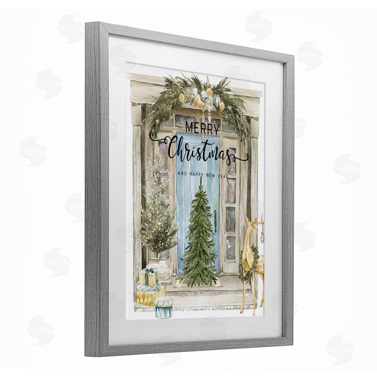 Jesse Keith Merry Christmas Door & Tree Canvas Wall Art Print