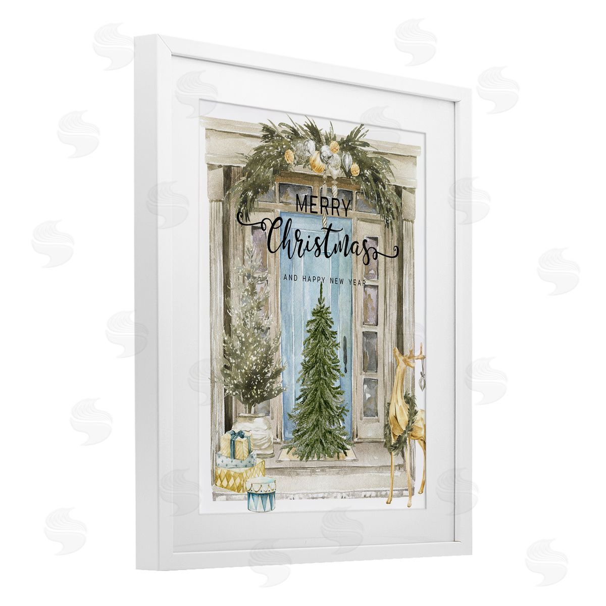 Jesse Keith Merry Christmas Door & Tree Canvas Wall Art Print