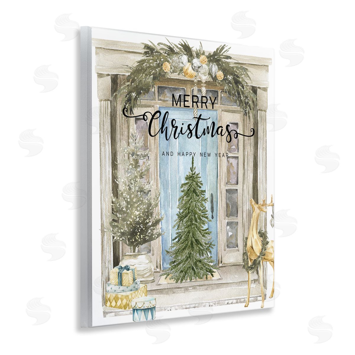 Jesse Keith Merry Christmas Door & Tree Canvas Wall Art Print