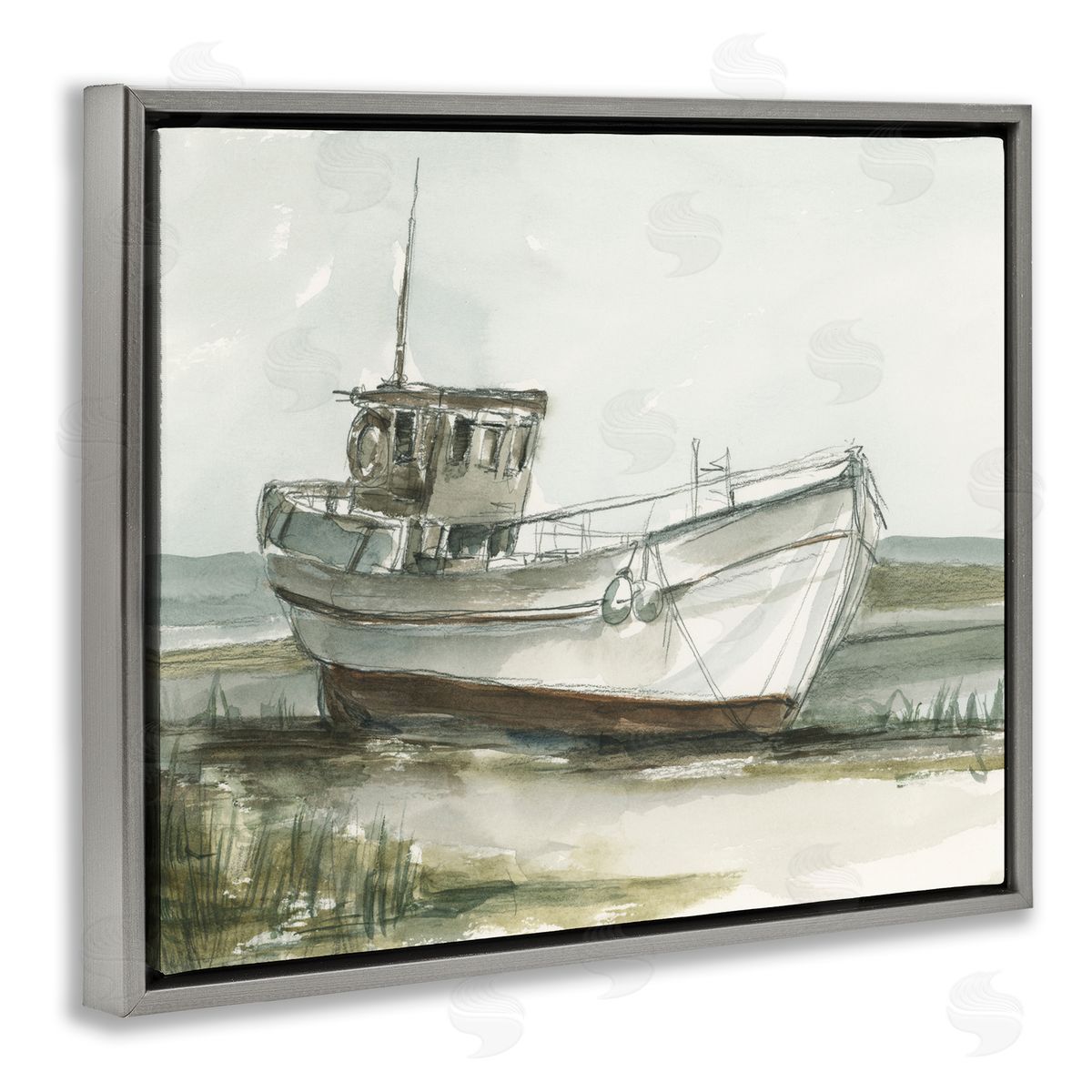 Ethan Harper Abandoned Fishing Boat Canvas Wall Art Print