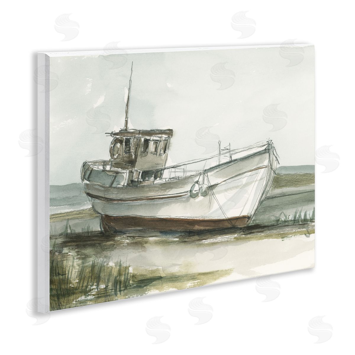 Ethan Harper Abandoned Fishing Boat Canvas Wall Art Print