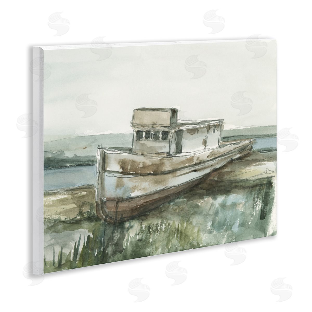 Ethan Harper Beached Fishing Boat Canvas Wall Art Print