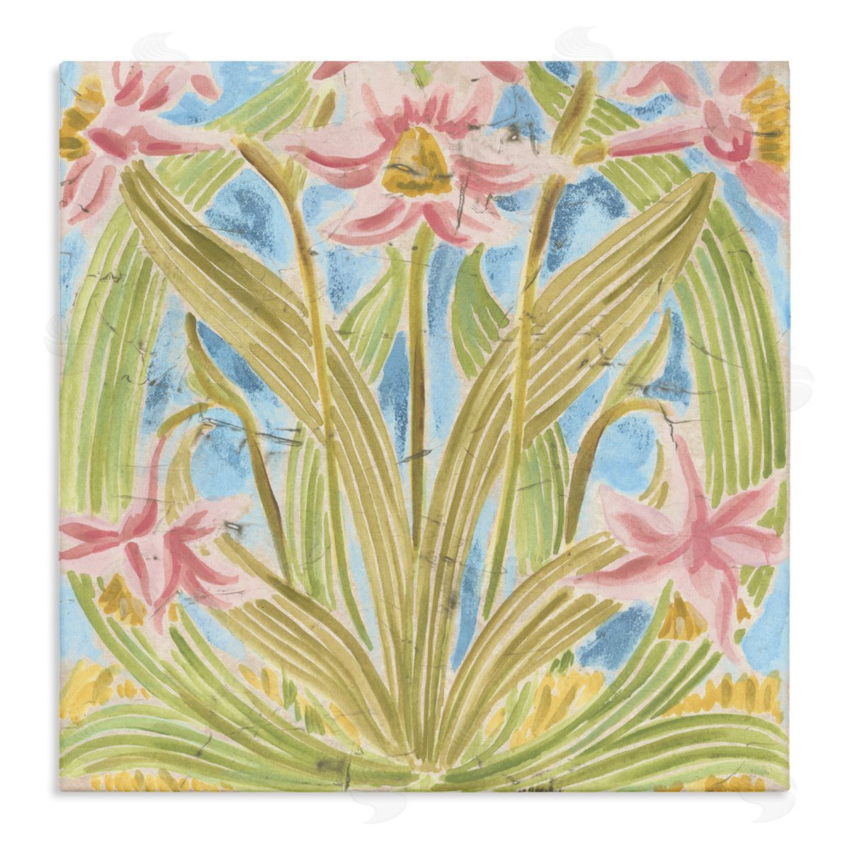 June Erica Vess Botanical Palau Tiles Canvas Wall Art Print