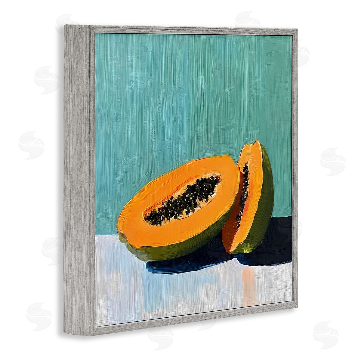 Walker Noble Papaya Pair on Blue Canvas Wall Art Print