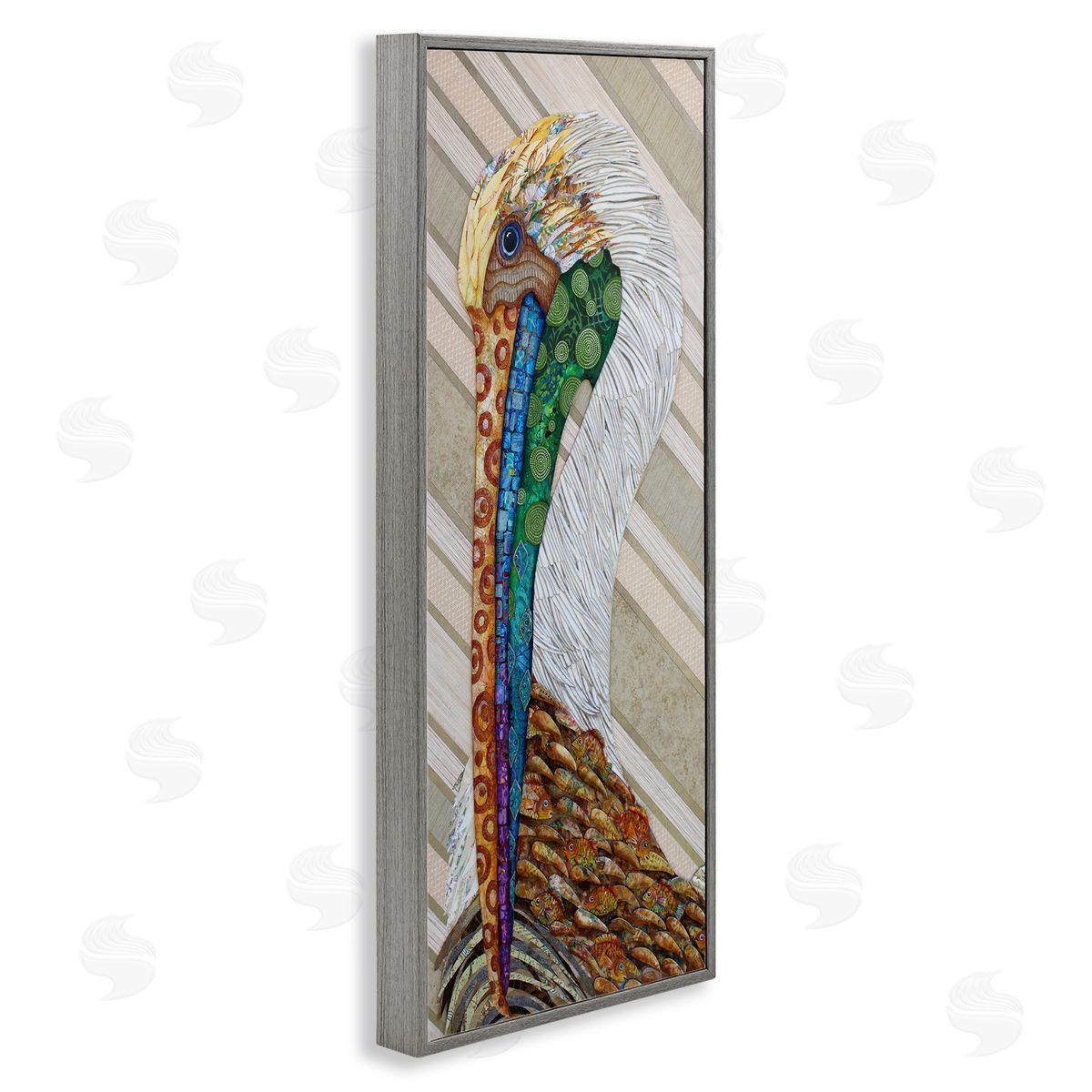 Lisa Morales Wild And Free Collaged Pelican Canvas Wall Art Print