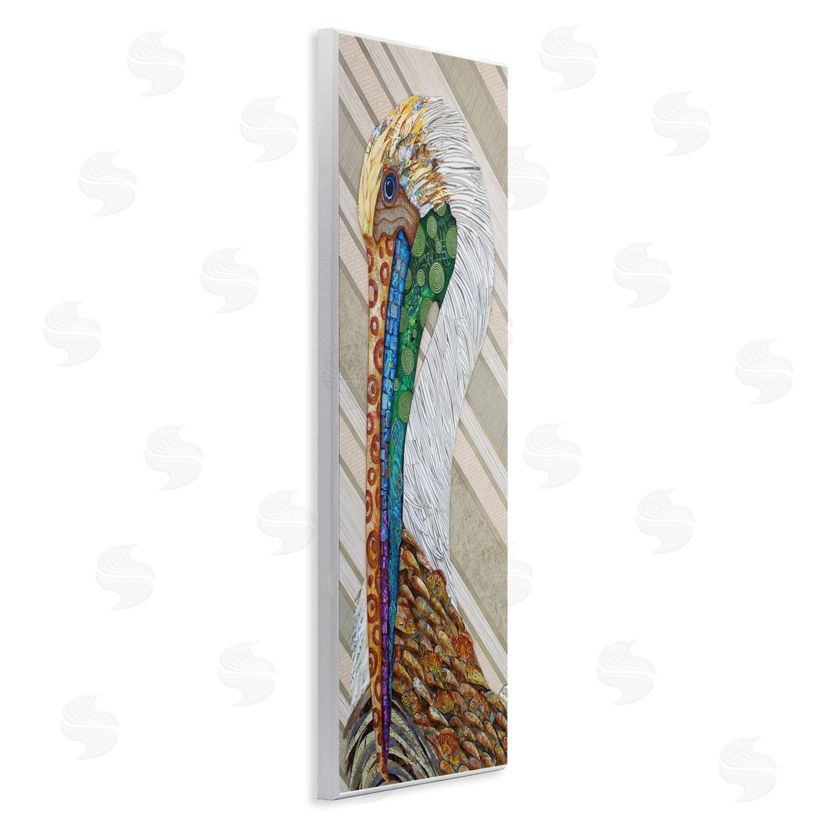 Lisa Morales Wild And Free Collaged Pelican Canvas Wall Art Print