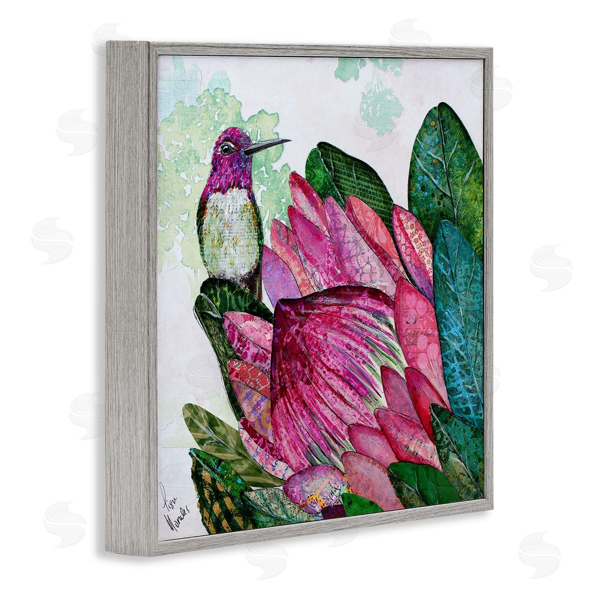 Lisa Morales Hummingbird And Protea Canvas Wall Art Print