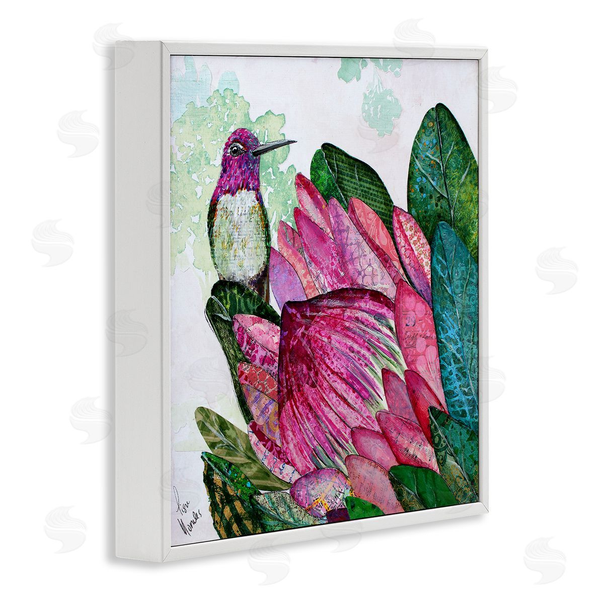Lisa Morales Hummingbird And Protea Canvas Wall Art Print