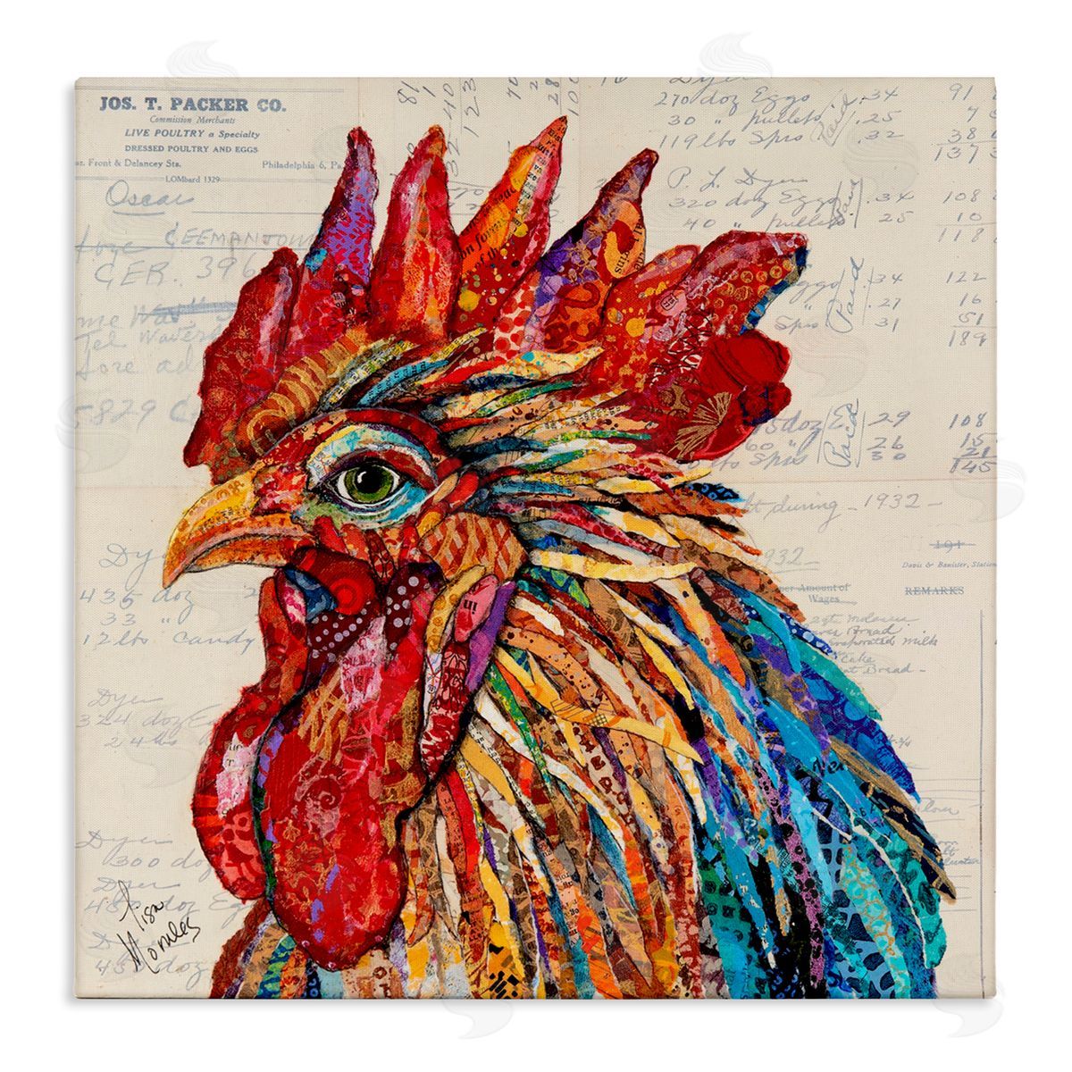 Lisa Morales Bold Patterned Rooster Canvas Wall Art Print