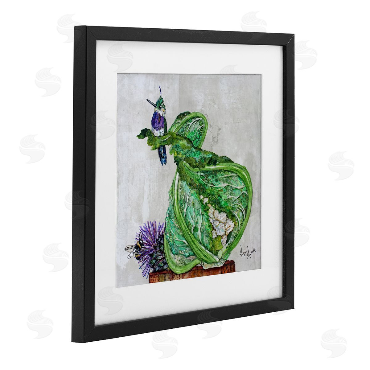 Lisa Morales Hummingbird on Cauliflower Canvas Wall Art Print