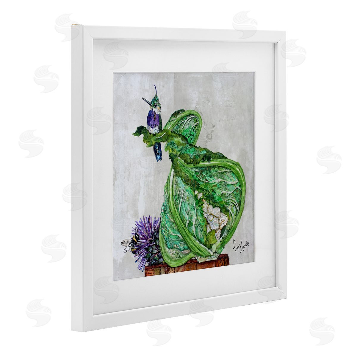 Lisa Morales Hummingbird on Cauliflower Canvas Wall Art Print