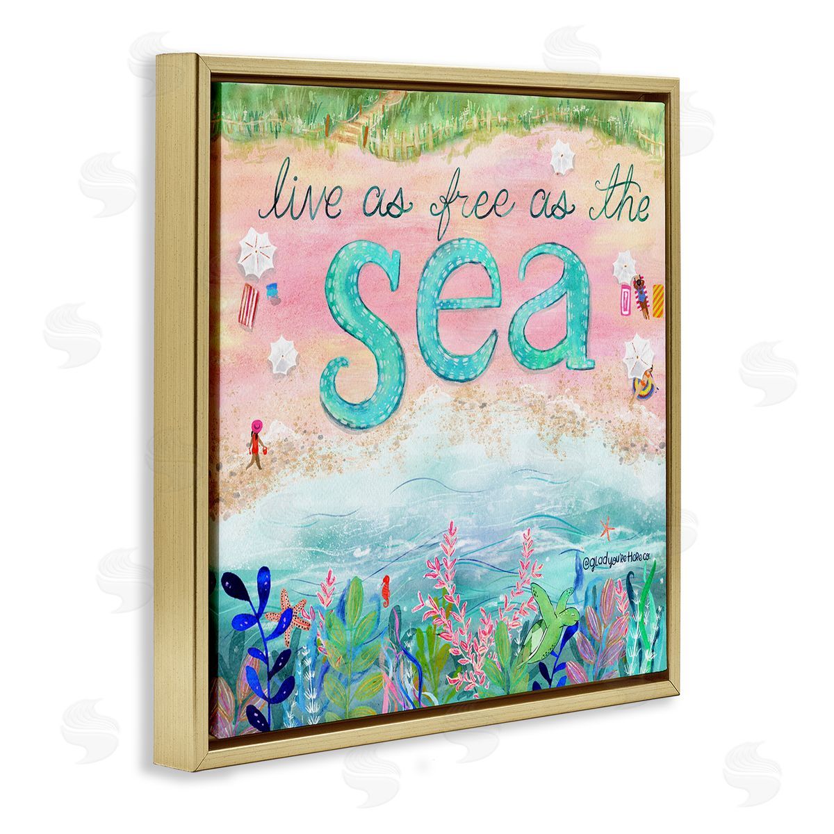 Glad You're Here Co. Live Free As The Sea Canvas Wall Art Print