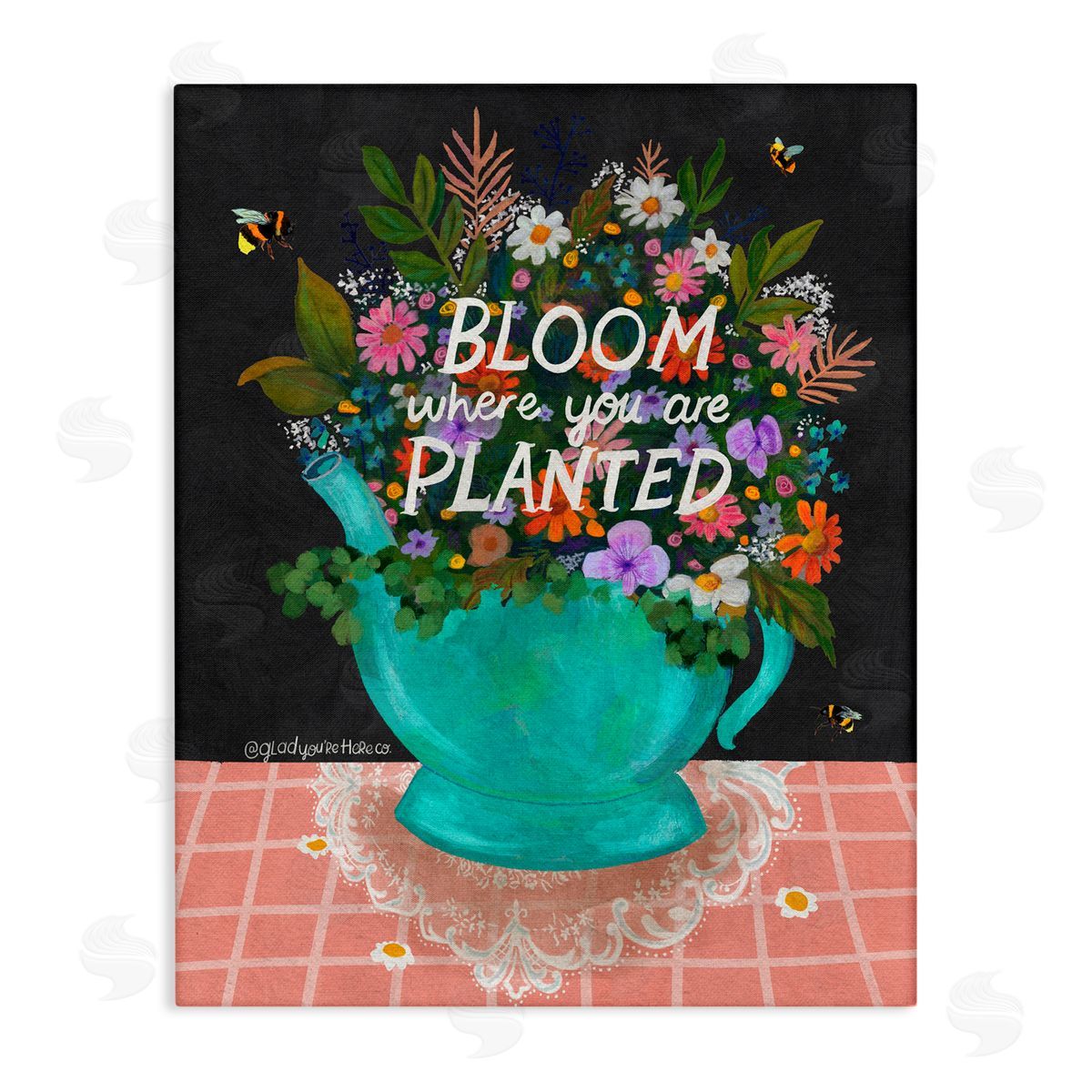 Glad You're Here Co. Bloom Where Planted Bouquet Canvas Wall Art Print
