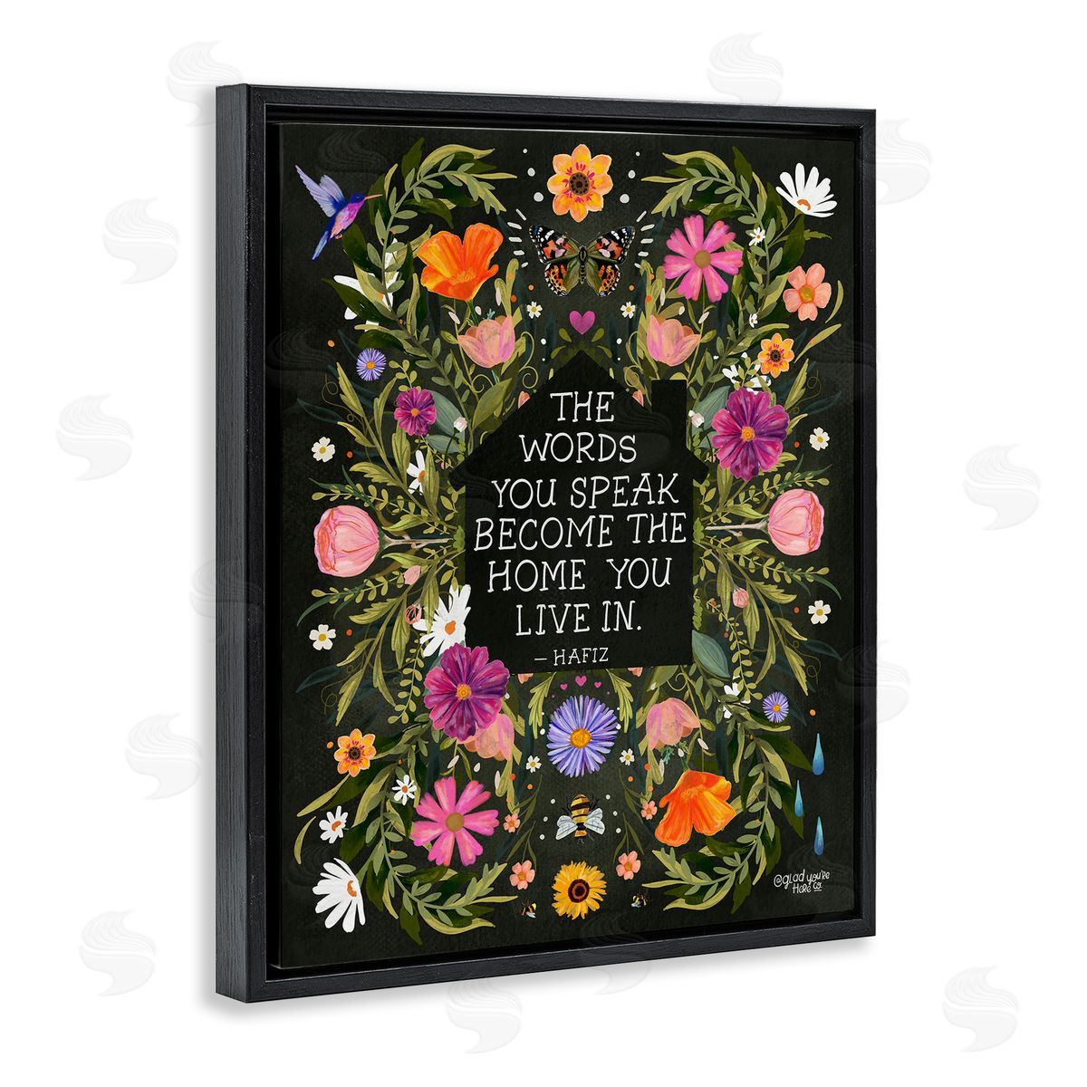 Glad You're Here Co. Words You Speak Floral Quote Canvas Wall Art Print