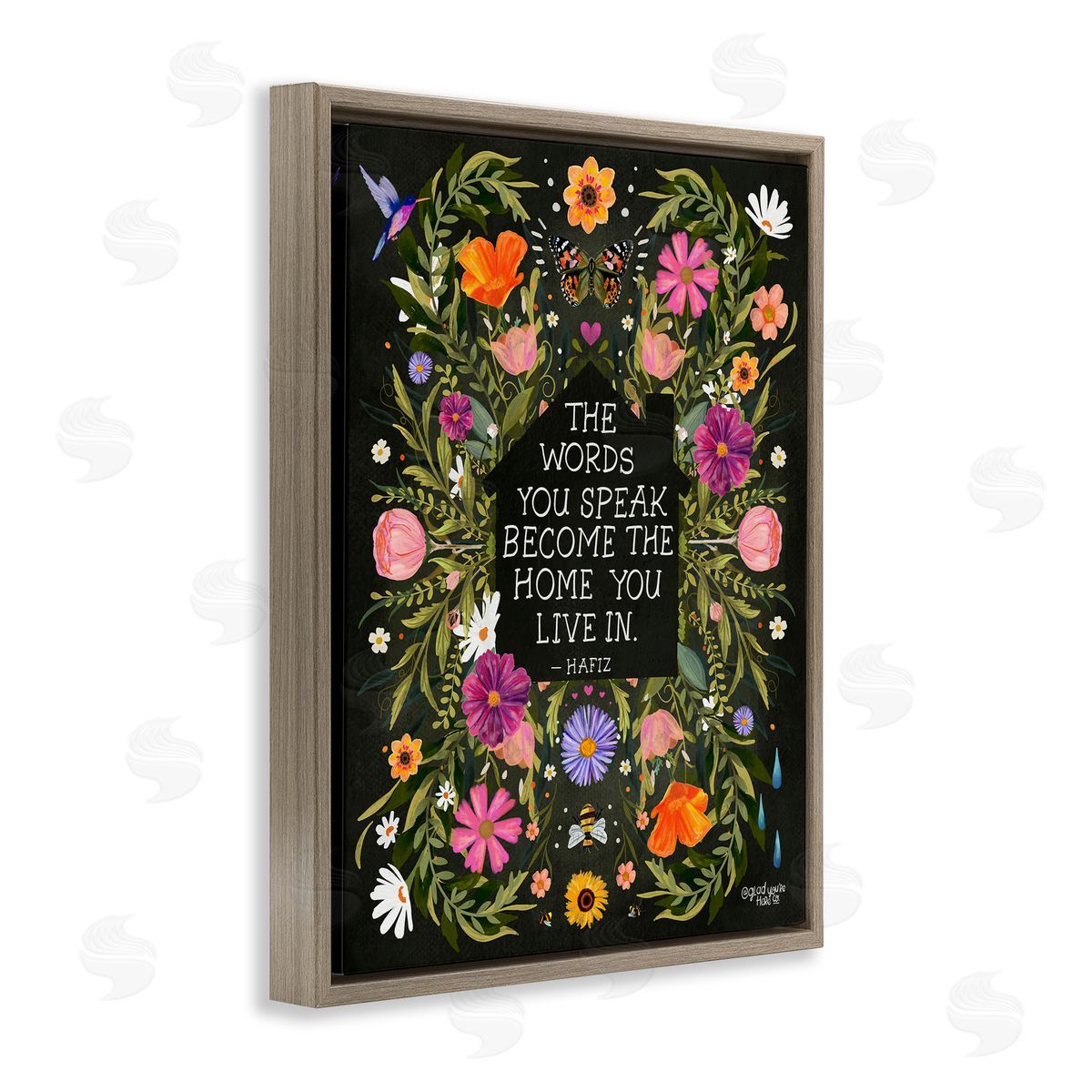 Glad You're Here Co. Words You Speak Floral Quote Canvas Wall Art Print