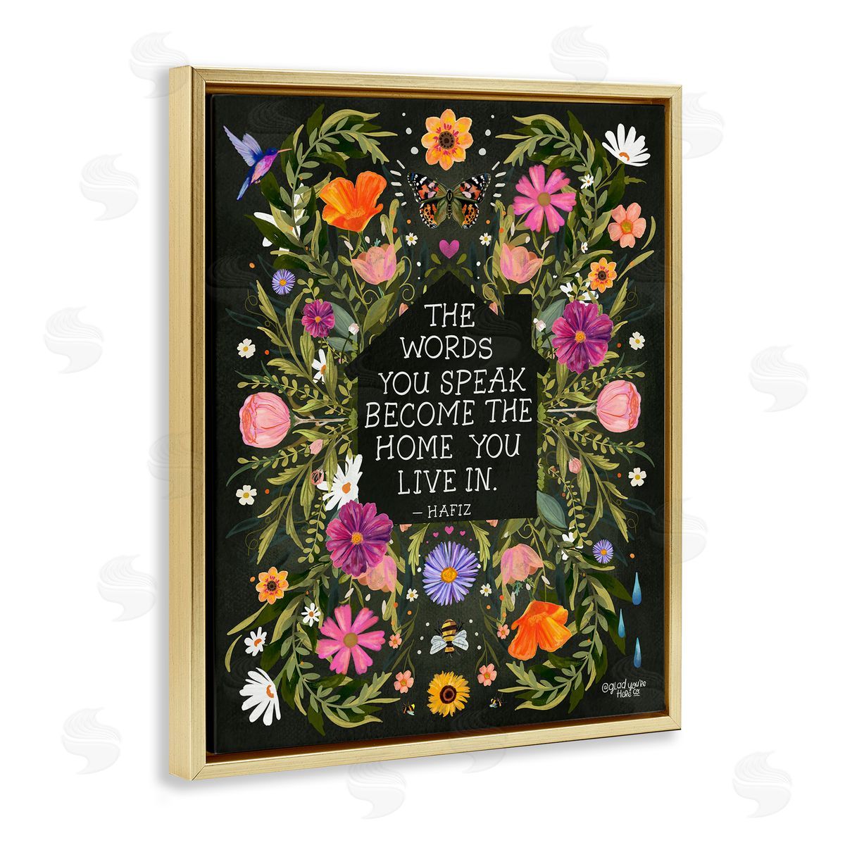 Glad You're Here Co. Words You Speak Floral Quote Canvas Wall Art Print