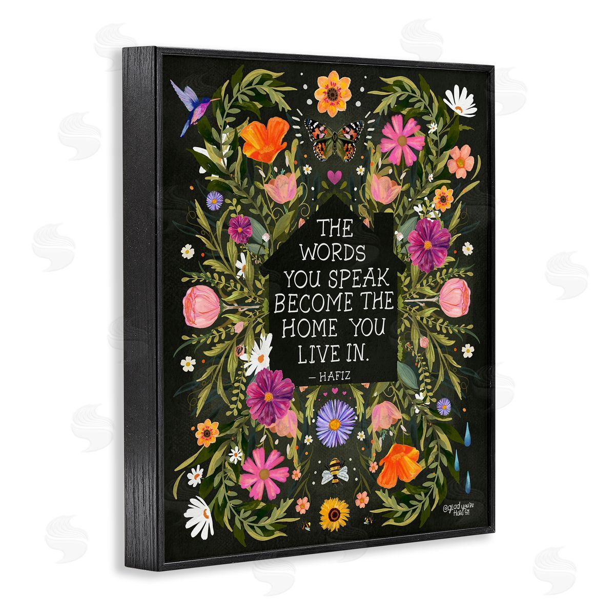 Glad You're Here Co. Words You Speak Floral Quote Canvas Wall Art Print